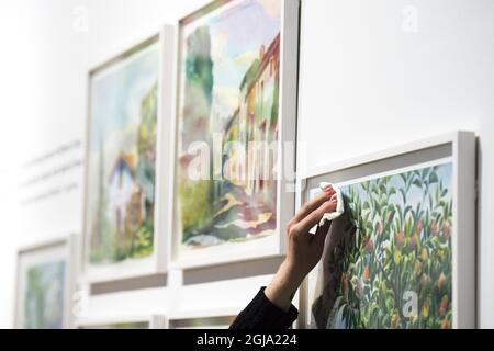 STOCKHOLM 2016-05-18 une exposition de Josef Franks, le dernier designer et artiste, travaille à la galerie d'art Millesgarden à Stockholm . Photo d'un aquarelle Foto: Erik Nylander / TT / Kod 11540 Banque D'Images