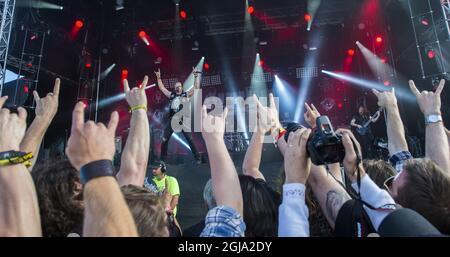 NORJE 2016-06-11 le groupe de Metal Progressif américain Symphony X se produit au festival de musique de Sweden Rock à Norje, en Suède, le 11 juin 2016. Foto: Erik Nylander / TT / Kod 11540 Banque D'Images