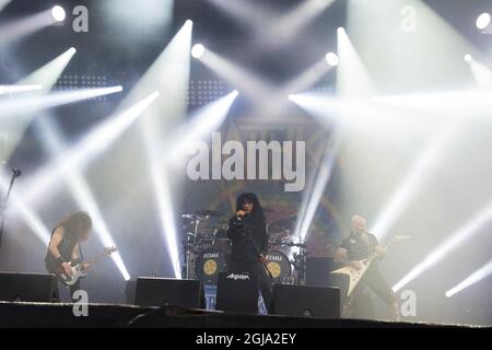 NORJE 2016-06-11 le groupe américain de thrash Metal Anthrax se produit au festival de musique de Sweden Rock à Norje, en Suède, le 11 juin 2016. Foto: Erik Nylander / TT / Kod 11540 Banque D'Images