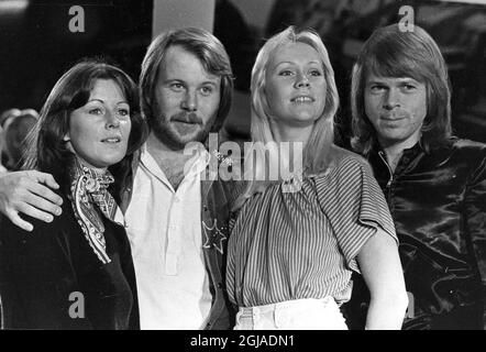 Fichier -19760902 ABBA Groupe suédois de pop Abba, de gauche Anni-Frid Lyngstad, Benny Andersson, Agnetha Faltskog et Bjorn Ulvaeus. Foto: SCANPIX Kod: 190 Banque D'Images