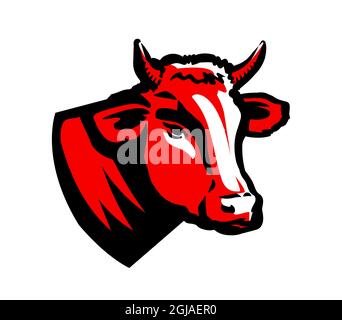 Logo Bull Head. Viande, emblème de bœuf pour la décoration de boucherie. Illustration vectorielle Illustration de Vecteur