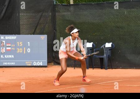 Mayar Sherif remporte un match contre Katarzyna Kawa Liqui Moly Open WTA tennis Turnier Karlsruhe TC Rüppurr 9.septembre 2021 Banque D'Images