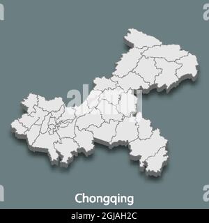 La carte isométrique 3d de Chongqing est une ville de Chine, illustration vectorielle Illustration de Vecteur