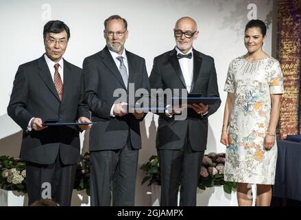 STOCKHOLM 20170518 Crown Princess Victoria Awards Shimon Sakaguchi, Fred Ramsdell och Alexander Rudensky Prix Crafoord de la recherche sur la polyarthrite à l'Académie royale des sciences de Suède, 18 mai 2017 à Stockholm, Suède. Photo: Claudio Bresciani / TT / code 10090 Banque D'Images