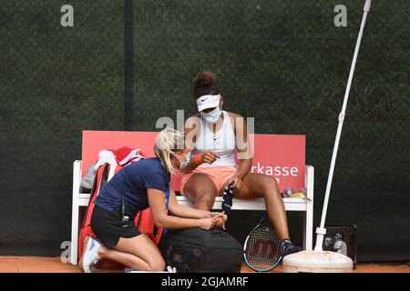 Mayar Sherif remporte un match contre Katarzyna Kawa Liqui Moly Open WTA tennis Turnier Karlsruhe TC Rüppurr 9.septembre 2021 Banque D'Images