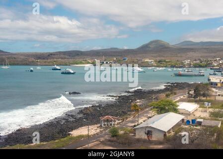 Equateur, Galapagos Puerto Baquerizo Moreno, capitale de la province de Galapagos sur l'île de San Cristobal. Banque D'Images