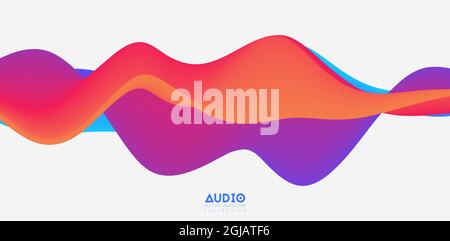 Visualisation des ondes sonores. Forme d'onde 3D pleine et colorée. Modèle d'échantillon de voix. Illustration de Vecteur