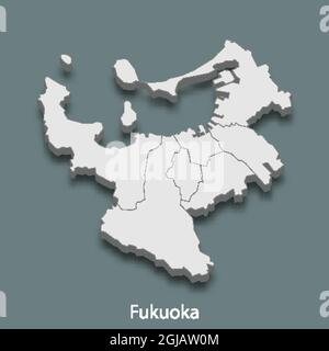 carte isométrique 3d de Fukuoka est une ville du Japon, illustration vectorielle Illustration de Vecteur