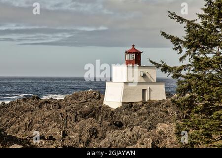 Ucluelet Colombie-Britannique Canada. Amphitrite point Lighthouse Wild Pacific Trail. Banque D'Images