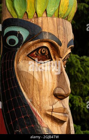 États-Unis, Alaska, Sitka. Totem pôle gros plan au parc historique national de Sitka. Credit AS: Don Paulson / Jaynes Gallery / DanitaDelimont.com (pour Editorial Banque D'Images