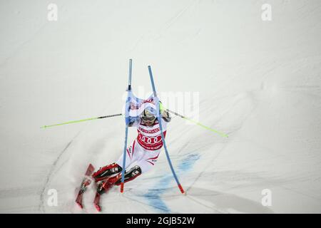 Marcel Hirscher, d'Autriche, en action lors de la compétition de slalom parallèle de la coupe du monde de ski FIS à Hammarbybacken, Stockholm, Suède, le 30 janvier 2018. Photo Soren Andersson / TT / code 4575 Banque D'Images