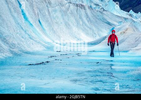Trekking, glacier Mendenhall, Juneau, Alaska Banque D'Images
