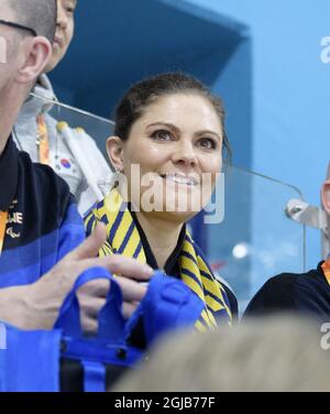 PYEONGCHANG 2018-03-15 la princesse Victoria de la Couronne est vue lors de l'événement paralympique de curling à Pyeongchang, en Corée du Sud. Foto: Jessica Gow / TT / Kod 10070 Banque D'Images