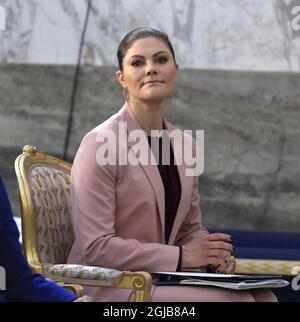 STOCKHOLM 2018-04-11 Princesse Victoria de la Couronne lors du Forum mondial de l'enfant au Palais Royal de Stockholm, Suède, mercredi. . Photo Janerik Henriksson / TT Kod 10010 Banque D'Images