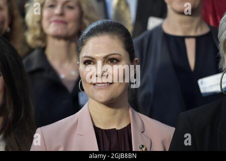 STOCKHOLM 2018-04-11 Princesse Victoria de la Couronne lors du Forum mondial de l'enfant au Palais Royal de Stockholm, Suède, mercredi. . Photo Janerik Henriksson / TT Kod 10010 Banque D'Images