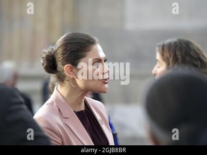 STOCKHOLM 2018-04-11 Princesse Victoria de la Couronne lors du Forum mondial de l'enfant au Palais Royal de Stockholm, Suède, mercredi. . Photo Janerik Henriksson / TT Kod 10010 Banque D'Images