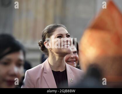 STOCKHOLM 2018-04-11 Princesse Victoria de la Couronne lors du Forum mondial de l'enfant au Palais Royal de Stockholm, Suède, mercredi. . Photo Janerik Henriksson / TT Kod 10010 Banque D'Images