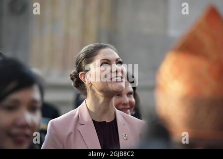 STOCKHOLM 2018-04-11 Princesse Victoria de la Couronne lors du Forum mondial de l'enfant au Palais Royal de Stockholm, Suède, mercredi. . Photo Janerik Henriksson / TT Kod 10010 Banque D'Images
