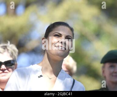 ULVO 20180525 Crown Princess Victoria est vu vendredi à Smaland, en Suède. La Princesse de la Couronne est dans le comté de Smaland, en Suède, pour une 'promenade de province'. Photo Pontus Lundahl / TT Kod 10050 Banque D'Images