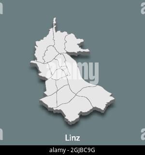 la carte isométrique 3d de Linz est une ville d'Autriche, illustration vectorielle Illustration de Vecteur