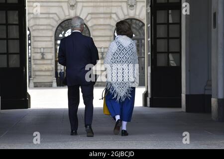 STOCKHOLM 20180606 la reine Silvia et le roi Carl XVI Gustaf participent aux célébrations de la journée nationale de la Suède au Palais de Stockholm, à Stockholn, en Suède, le 06 juin 2018. Photo: Jonas Ekstrmer / TT / code 10030 Banque D'Images