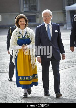 STOCKHOLM 20180606 la reine Silvia et le roi Carl XVI Gustaf participent aux célébrations de la journée nationale de la Suède au Palais de Stockholm, à Stockholn, en Suède, le 06 juin 2018. Photo: Jonas Ekstrmer / TT / code 10030 Banque D'Images