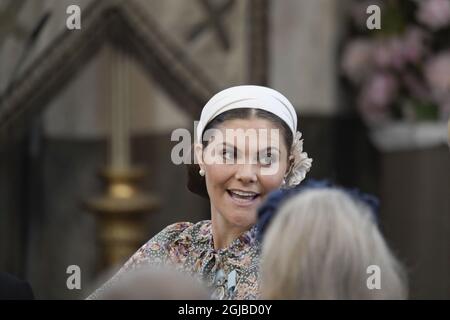 STOCKHOLM 20180608 Princesse Victoria de la Couronne dans l'église du Palais Drottningholm, Suède vendredi, pendant la baptême de la princesse Madeleine et de la fille de Chris Oâ€™Neille la princesse Adrienne Foto: Jonas Ekstromer / TT Kod 10030 Banque D'Images