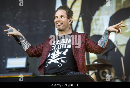 SOLVESBORG 20180608 le groupe américain Stone Sour se produit lors du Festival du Rocher de Suède à Norje, à l'extérieur de Solvesborg, dans le sud de la Suède, le 08 juin 2018. Photo: Claudio Bresciani / TT / code 10090 Banque D'Images