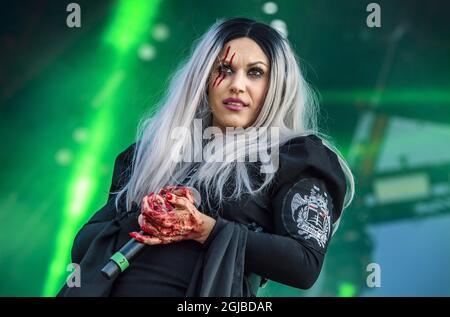 SOLVESBORG 20180609 Italien Lacuna Coil se produit lors du Festival du Rocher de Suède à Norje, à l'extérieur de Solvesborg, dans le sud de la Suède, le 09 juin 2018. Photo: Claudio Bresciani / TT / code 10090 Banque D'Images