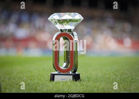 Le trophée Diamond League est vu lors de la réunion de l'IAAF Diamond League 2018 au stade olympique de Stockholm, en Suède, le 10 juin 2018. Photo: Christine Olsson / TT / code 10430 Banque D'Images