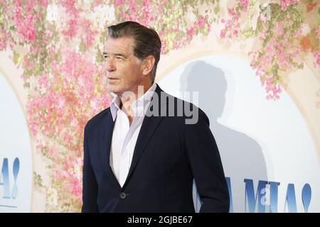 STOCKHOLM 20180711 Pierce Brosnan à la première de gala de 'mamma Mia! Nous y retournons », à Stockholm, en Suède, le 11 juillet 2018. Photo: Christine Olsson / TT code 10430 Banque D'Images