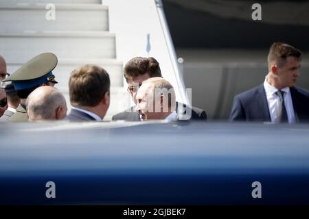 HELSINKI 2018-07-16 Vladimir Poutine, Président de la Russie je me présente à l'aéroport d'Helsinki en Finlande. Poutine est à Helsinki pour un sommet avec le président américain Donald Trump Foto Christine Olsson / TT / Kod 10430 Banque D'Images