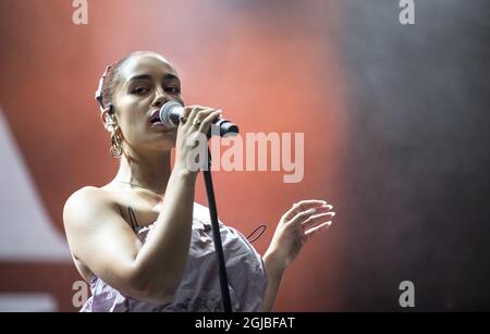 GÃ–TEBORG 2018-08-09 la chanteuse anglaise Jorja Smith se produit au festival musical Way Out West à Göteborg, Suède le 9 août 2018. Photo Bjorn Larsson Rosvall / TT / Kod 9200 Banque D'Images