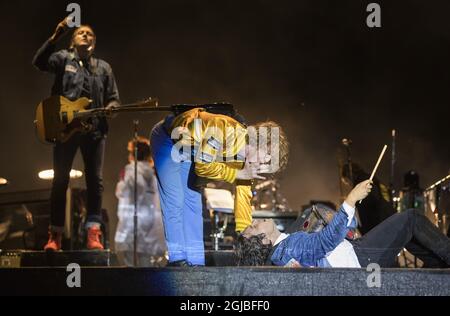 GOTEBORG 2018-08-11 le groupe canadien Arcade Fire se produit au festival musical Way Out West à Göteborg, Suède le 11 août 2018. Photo Thomas Johansson / TT / Kod 9200 Banque D'Images