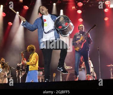 GOTEBORG 2018-08-11 le groupe canadien Arcade Fire se produit au festival musical Way Out West à Göteborg, Suède le 11 août 2018. Photo Thomas Johansson / TT / Kod 9200 Banque D'Images