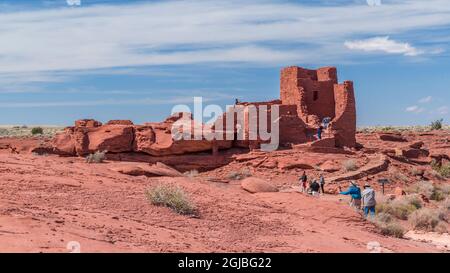 États-Unis, Arizona. Vue sur l'ancienne demeure du monument national de Wupatki. Banque D'Images