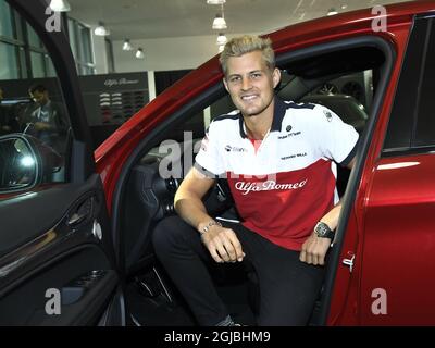 STOCKHOLM 20180918 pilote suédois de Formule 1 Marcus Ericsson de Sauber F1 Team lors d'une conférence de presse à Stockholm, Suède, le 18 septembre 2018. Photo: Claudio Bresciani / TT / code 10090 Banque D'Images