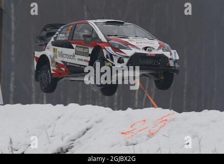 Kris Meeke GBR/Sebastian Marshall GBR, Toyota Yaris WRC à l'étape spéciale 10 au cours du jour 3 du deuxième tour du Championnat du monde de rallye de la FIA, Rally Sweden 2019, en Suède, 156 février 2019. Photo: Micke Fransson/TT Kod 61460 Banque D'Images