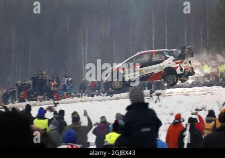 Kris Meeke GBR/Sebastian Marshall GBR, Toyota Yaris WRC à l'étape spéciale 13 au cours du jour 3 du deuxième tour du Championnat du monde de rallye FIA, Rally Sweden 2019, en Suède, 156 février 2019. Photo: Micke Fransson/TT Kod 61460 Banque D'Images