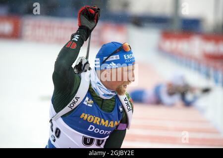 Erik Lesser, d'Allemagne, participe au sprint masculin de 10 km aux Championnats du monde de biathlon de l'IBU à Oestersund, en Suède, le 09 mars 2019. Photo: Jessica Gow / TT / code 10070 Banque D'Images