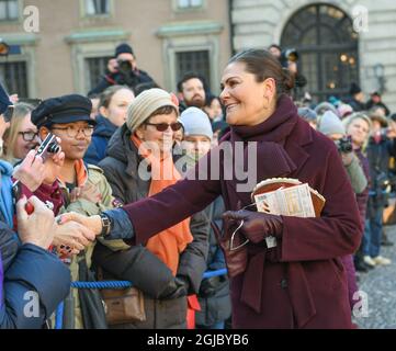 Crown Princess Victoria pendant les célébrations de la journée du nom de Victoria à la cour du palais royal de Stockholm Suède le mardi 12 mars 2019 Foto: Fredrik Sandberg / TT Kod 10080 Banque D'Images