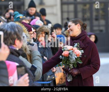 Crown Princess Victoria pendant les célébrations de la journée du nom de Victoria à la cour du palais royal de Stockholm Suède le mardi 12 mars 2019 Foto: Fredrik Sandberg / TT Kod 10080 Banque D'Images