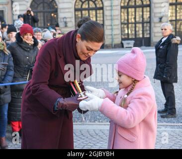 Crown Princess Victoria lors des célébrations de la journée du nom de Victoria à la cour du palais royal de Stockholm Suède le mardi 12 mars 2019 Foto: Fredrik Sandberg / TT Kod 10080 Banque D'Images