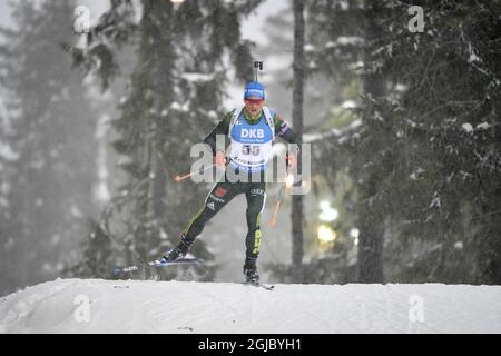 Erik Lesser, d'Allemagne, participe à la compétition individuelle de 20 km pour hommes aux Championnats du monde de biathlon de l'IBU à Oestersund, en Suède, le 13 mars 2019. Photo: Jessica Gow / TT / code 10070 Banque D'Images