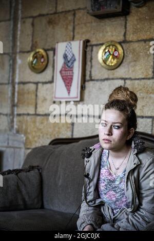 Un palestinien de 16 ans a pris Tamimi qui a gagné la renommée mondiale en sabotant un soldat israélien et a été condamné à huit mois de prison, dans sa maison dans le village de Nabi Saleh sur la Cisjordanie, le 7 février 2019 Foto: EVA Tedesjo / DN / TT / Kod: 3504 Banque D'Images