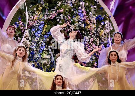 Katerine Duska de Grèce se produit lors de la répétition avant la demi-finale 1 du Concours Eurovision Song 2019 à tel Aviv, Israël, 13 mai 2019 Foto: Henrik Montgomery / TT Kod 10066 Banque D'Images