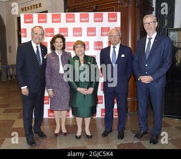 Jan Eliasson, Reine Silvia, Michelle Bachelet, Roi Carl XVI Gustaf, Dan Smith, SIPRI participation à la conférence SIPRI, Musikaliska akademien, Stockholm, 2019-05-27 (c) Karin Tornblom / TT Banque D'Images