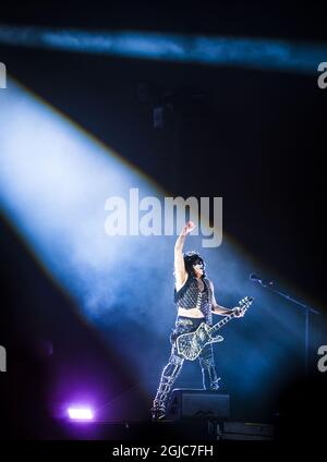 SOLVESBORG 20190607 le groupe de rock américain Kiss se produit lors du festival du rock suédois à Norge, près de Solvesborg, dans le sud de la Suède. Foto Hanna Franzén / TT Kod 11870 Banque D'Images