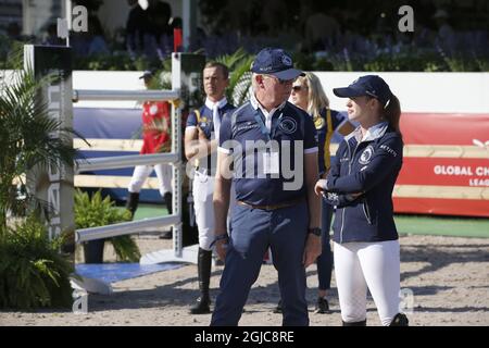 STOCKHOLM 20190614 Jennifer Gates avant la compétition de saut Ligue mondiale des champions à Stockholms stadion, Stockholm, Suède 14 juin 2019. Foto: Fredrik Persson / TT / Kod 1081 Banque D'Images