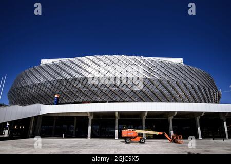 Un extérieur le Tele2 Arena à Stockholm, en Suède, le 22 juin 2019. Le Comité International Olympique (CIO) élira à Lausanne, Suisse, le 24 juin 2019, la ville hôte des Jeux Olympiques d'hiver de 2026. Les deux villes hôtes restantes dans le processus électoral sont Stockholm-Are, Suède, et Milan–Cortina d'Ampezzo, Italie. Photo Erik Simander / TT Kod 11720 Banque D'Images